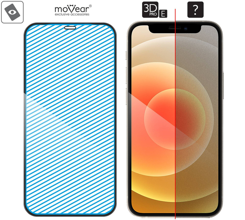 moVear GLASS mSHIELD 3D PRO-E für Apple iPhone 12 Mini (5.4") (Handyhülle freundlich)