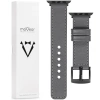 moVear Prestige C1 20mm Grau Lederarmband für Apple Watch 10 / 9 / 8 / 7 / 6 / 5 / 4 / SE (42/41/40mm) | Grau Nähte [Größen XS-XXL und Schnalle zur Auswahl]