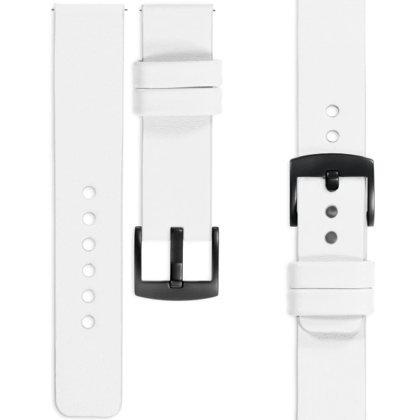 moVear Prestige S1 20mm Leather strap for Samsung Galaxy Watch 7 / 6 / 5 / 4 / 3 & Pro / FE / Classic / Active White [sizes XS-XXL and buckle to choose from]