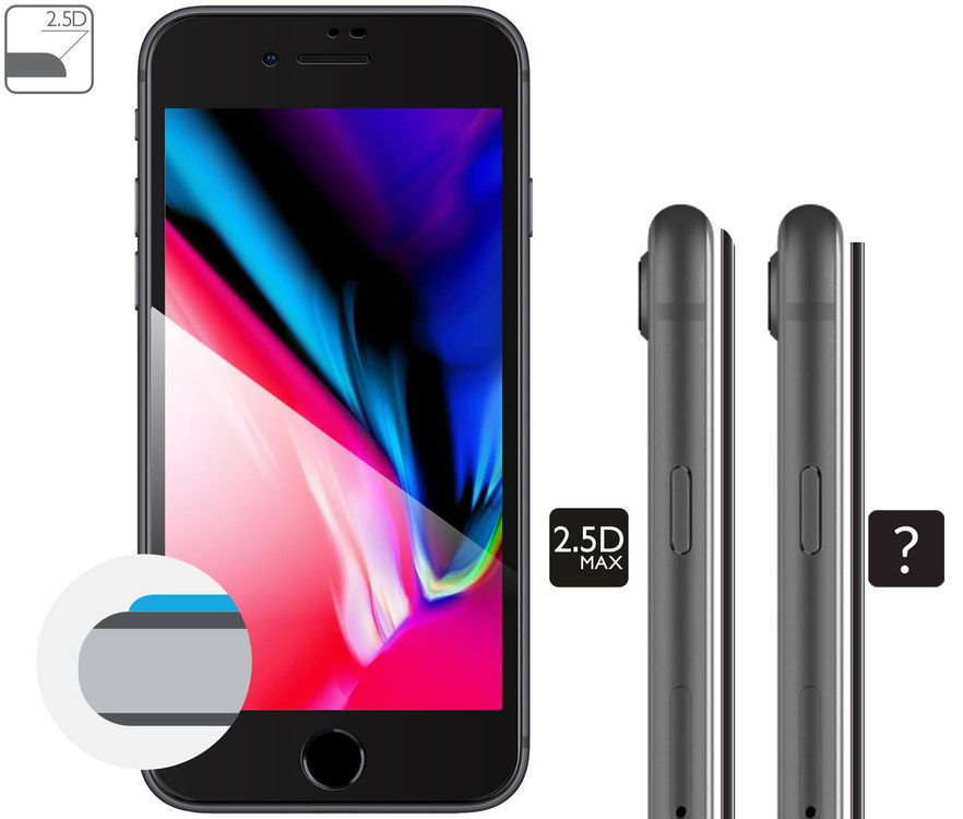 moVear GLASS mSHIELD 2.5D MAX for Apple iPhone 8 / 7 (4.7") (case friendly)