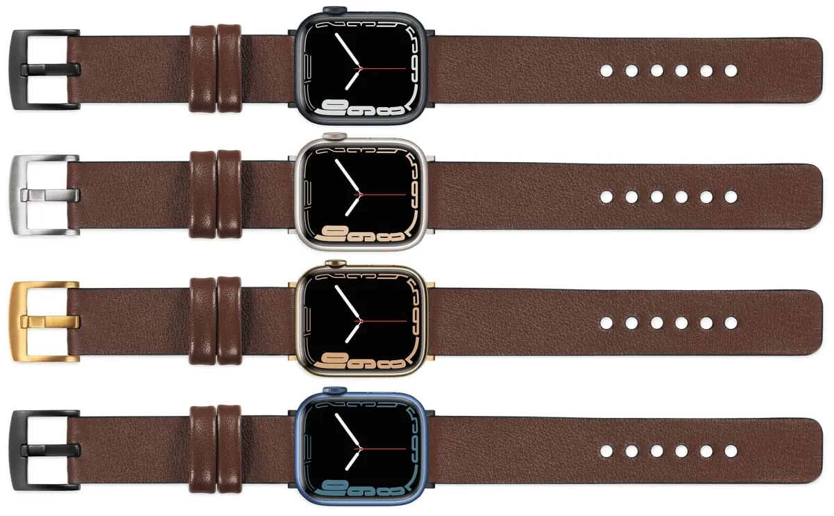 moVear Prestige S1 24mm Lederarmband für Apple Watch 10 / 9 / 8 / 7 / 6 / 5 / 4 / SE (46/45/44mm) & Ultra (49mm) Dunkelbraun [Adapter und Schnalle zur Auswahl]
