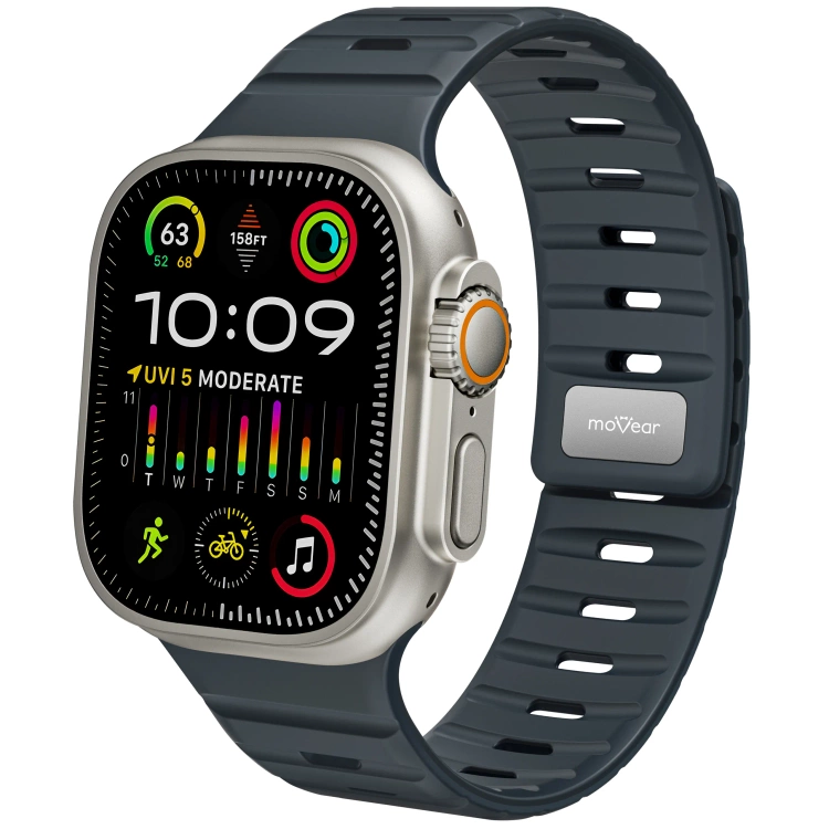 Silikonarmband SIL M1 für Apple Watch 10 / 9 / 8 / 7 / 6 / 5 / 4 / SE (46/45/44mm) & Ultra (49mm) | Schwarz