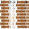 moVear Prestige S1 24mm Lederarmband für Apple Watch 10 / 9 / 8 / 7 / 6 / 5 / 4 / SE (46/45/44mm) & Ultra (49mm) Hellbraun [Adapter und Schnalle zur Auswahl]