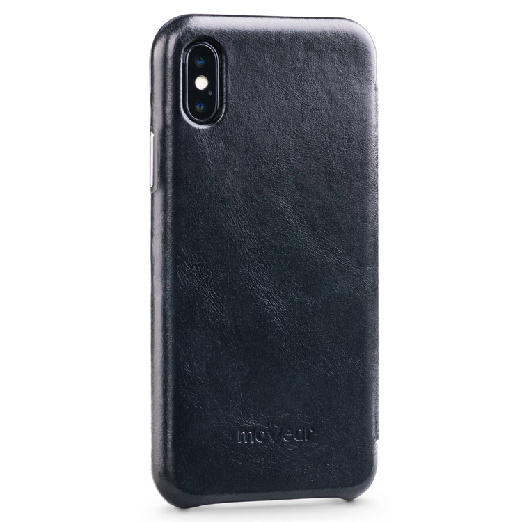 moVear flipSide S Leather slim case for Apple iPhone Xs / X (5.8") | Vintage Leather (Black)