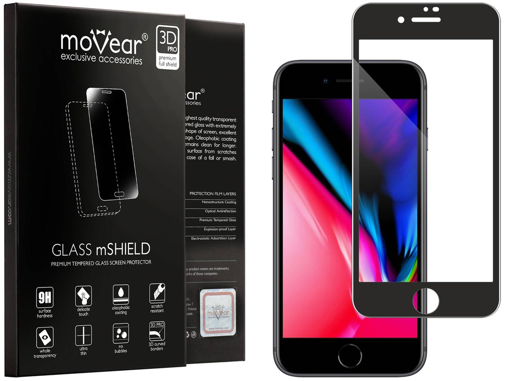 moVear GLASS mSHIELD 3D PRO für Apple iPhone 8 / 7 (4.7") (Vollbildschutz)