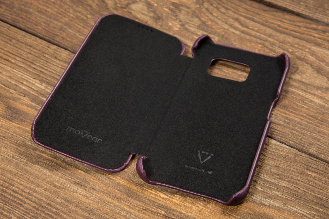 
                    moVear flipSide S+ Leder-Hülle für Samsung Galaxy S6 edge | Vintage Ledercase, Violett