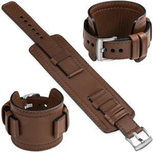 moVear Prestige CW1 20mm Breites Lederarmband mit Polster | Dunkelbraun, Dunkelbraun Nähte [Größen XS-XXL und Schnalle zur Auswahl]