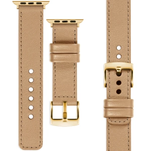 moVear Prestige C1 20mm Cappuccino Leather strap for Apple Watch 10 / 9 / 8 / 7 / 6 / 5 / 4 / SE (46/45/44mm) & Ultra (49mm) | Cappuccino stitching [sizes XS-XXL and buckle to choose from]