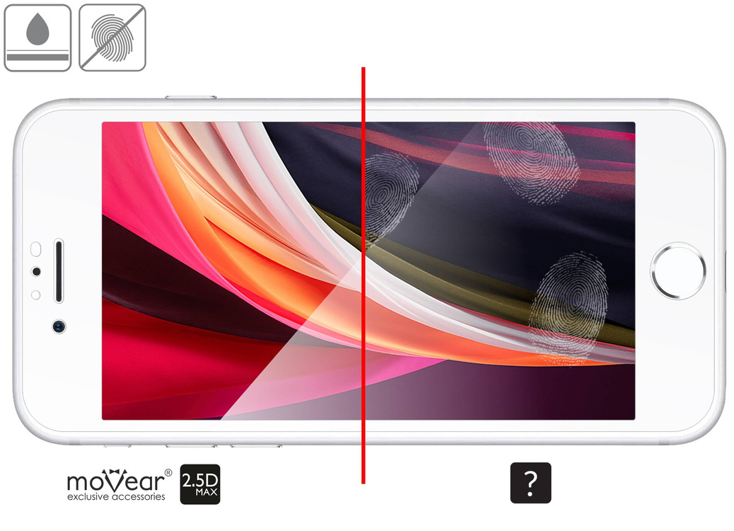 moVear GLASS mSHIELD 2.5D MAX für Apple iPhone 6 / 6s (4.7") (Handyhülle freundlich)
