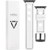 moVear Prestige R1 22mm Weiß Lederarmband für Apple Watch 10 / 9 / 8 / 7 / 6 / 5 / 4 / SE (46/45/44mm) & Ultra (49mm) | Weiß Nähte [Größen XS-XXL und Schnalle zur Auswahl]
