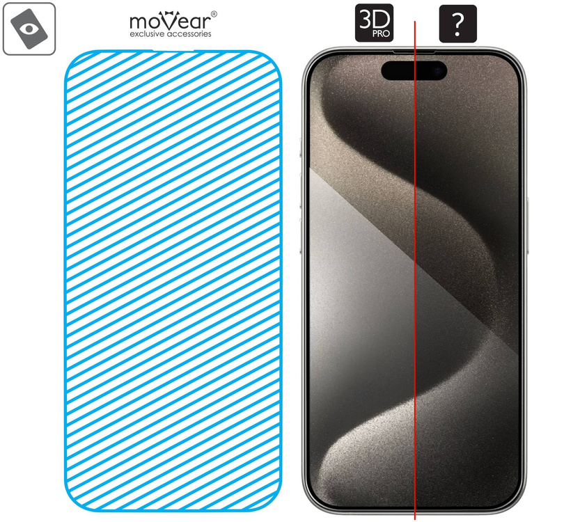 2 Stk. | moVear mBOX GLASS mSHIELD 3D PRO privacy für Apple iPhone 15 Pro (6.1") (Privatisieren, mit Applikator)