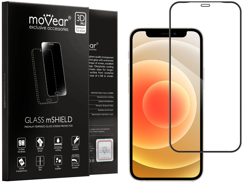 moVear GLASS mSHIELD 3D PRO-E for Apple iPhone 12 Mini (5.4") (case friendly)