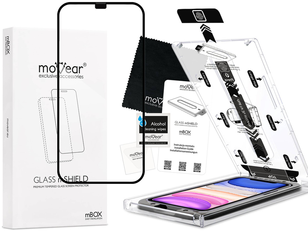 moVear mBOX GLASS mSHIELD 2.5D MAX für Apple iPhone 11 / Xr (6.1") (einfache Installation)