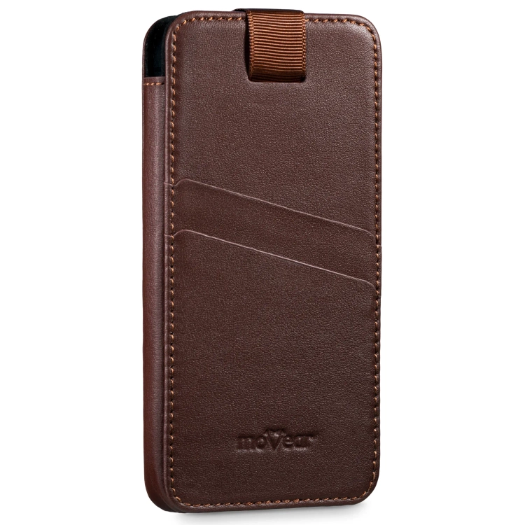moVear pocketCase C+ Slide in leather Bag Pouch for Samsung rozmiar L (ok 162 x 80 x 9mm) | Nappa leather (Dark brown)