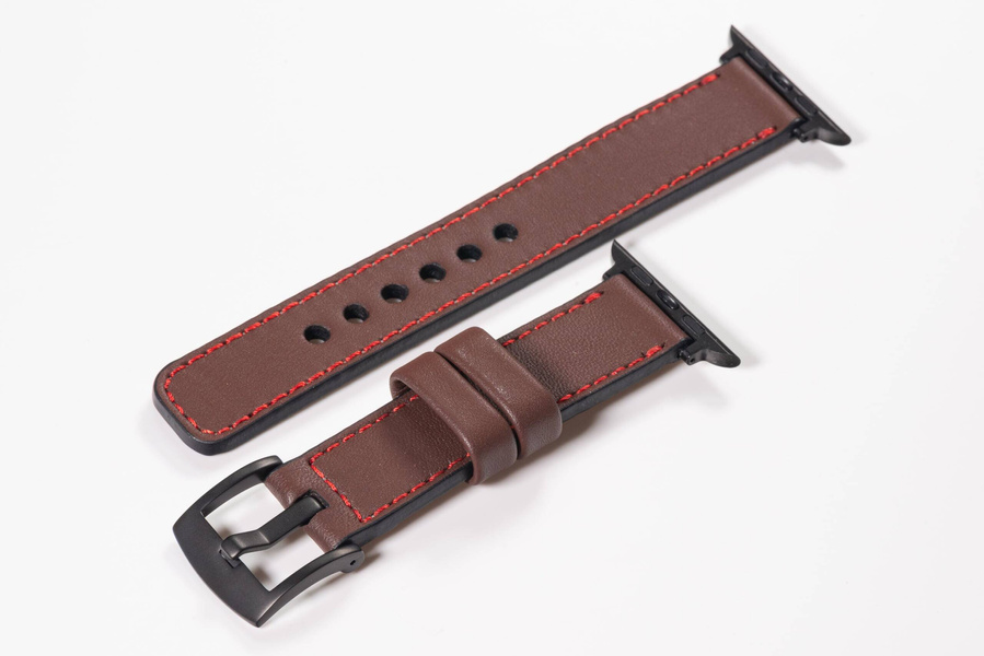 Leather watch strap