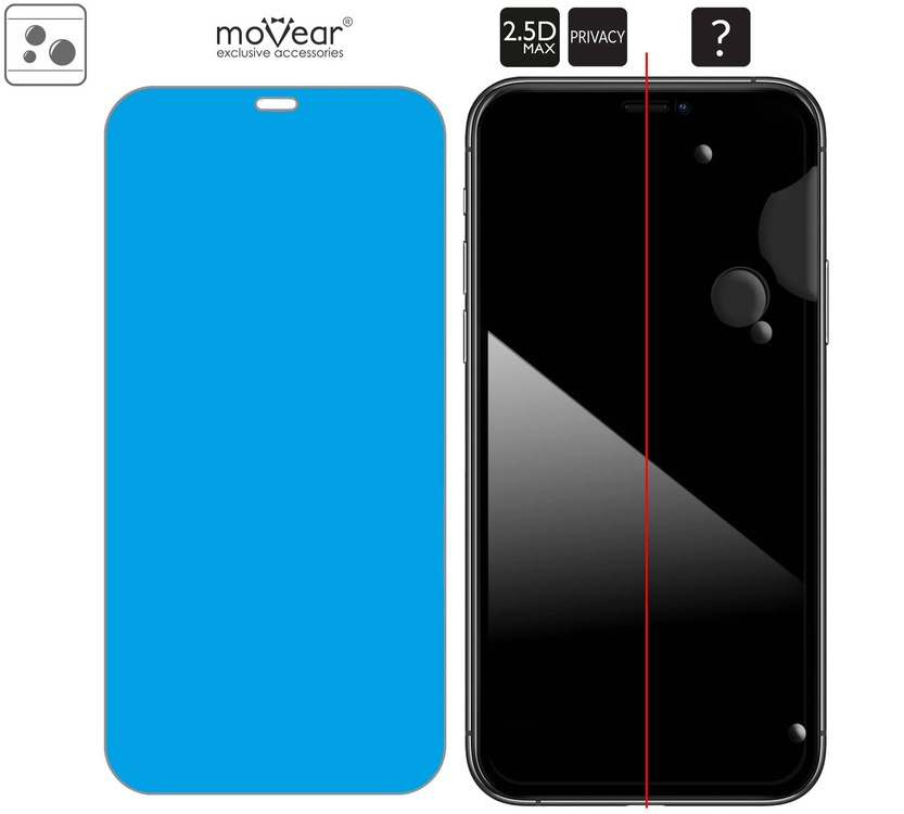2 pcs. | moVear GLASS mSHIELD 2.5D MAX privacy for Apple iPhone 11 Pro / Xs / X [ROZMIAR_EKRAN] | (Privatizing, case friendly)