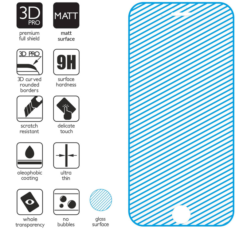 moVear GLASS mSHIELD 3D PRO MATT for Apple iPhone 8 Plus / 7 Plus (5.5") | (Anti-reflective)