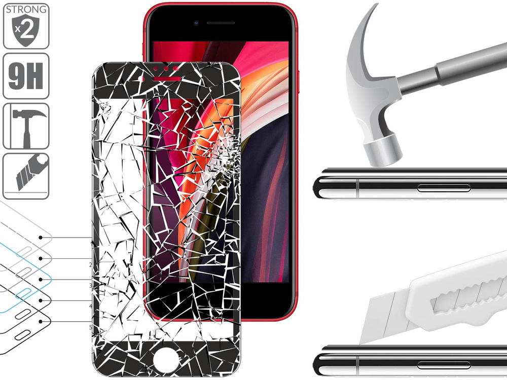 moVear GLASS mSHIELD 3D PRO für Apple iPhone SE (2022 / 2020) / 8 / 7 (4.7") (Vollbildschutz)