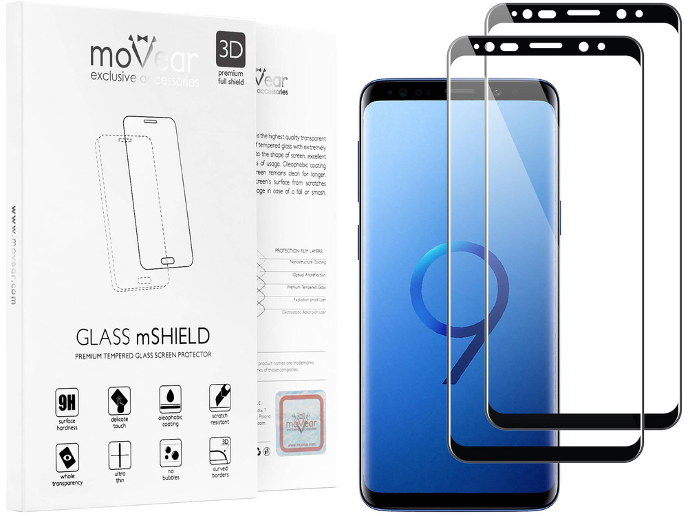 2 Stk. | moVear GLASS mSHIELD 3D für Samsung Galaxy S9 (5.8") (Vollbildschutz)