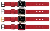 moVear Prestige S1 20mm Lederarmband für Apple Watch 10 / 9 / 8 / 7 / 6 / 5 / 4 / SE (42/41/40mm) Scharlachrot [Adapter und Schnalle zur Auswahl]