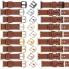 moVear Prestige C1 22mm Braun Lederarmband für Apple Watch 10 / 9 / 8 / 7 / 6 / 5 / 4 / SE (42/41/40mm) | Braun Nähte [Größen XS-XXL und Schnalle zur Auswahl]