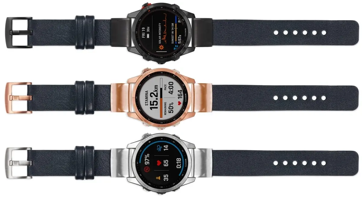 moVear Prestige S1 Lederarmband für Garmin QuickFit 22mm (Fenix / Forerunner / Epix / Instinct / Enduro / Quatix / MARQ - 47/45mm) Schwarz [Schließe nach Wahl]