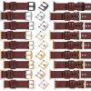 moVear Prestige C1 22mm Rotbraun Lederarmband für Apple Watch 10 / 9 / 8 / 7 / 6 / 5 / 4 / SE (42/41/40mm) | Rotbraun Nähte [Größen XS-XXL und Schnalle zur Auswahl]