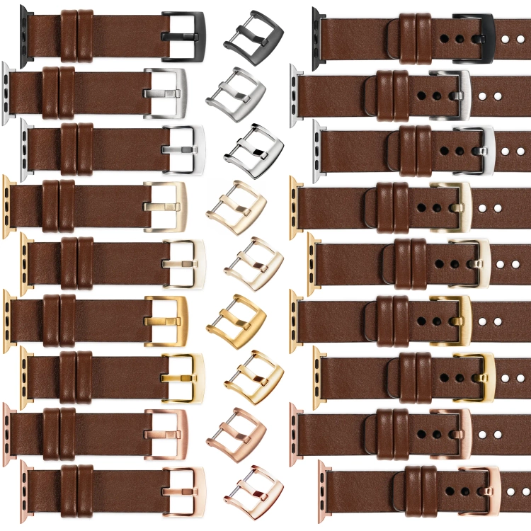 moVear Prestige S1 24mm Lederarmband für Apple Watch 10 / 9 / 8 / 7 / 6 / 5 / 4 / SE (46/45/44mm) & Ultra (49mm) Dunkelbraun [Adapter und Schnalle zur Auswahl]