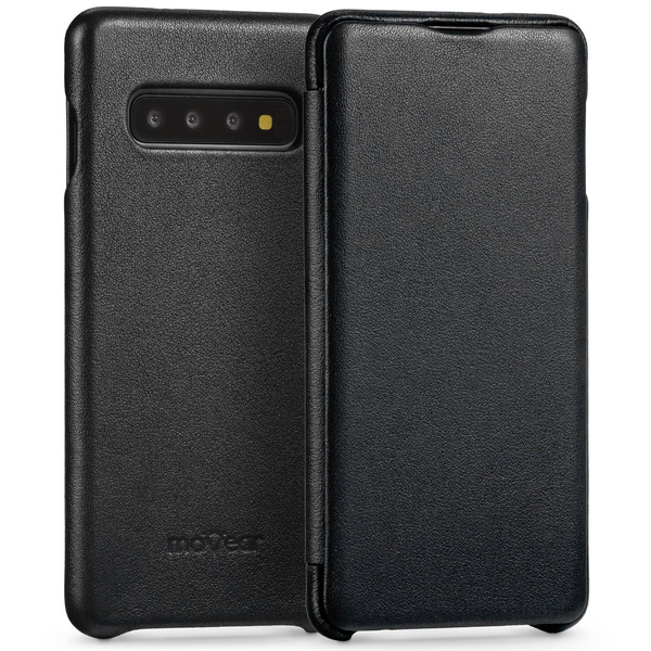 moVear flipSide S Leather slim case for Samsung Galaxy S10+ (Plus) (6.4") | Smooth leather (Black)