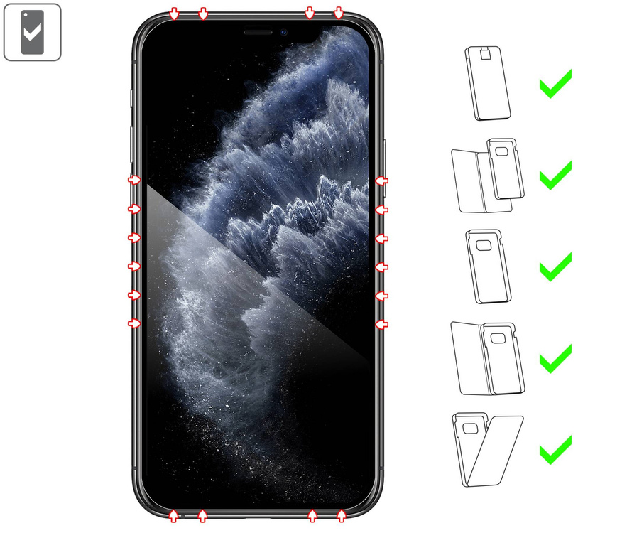 2 pcs. | moVear flexible mSHIELD 3D PRO for Apple iPhone 11 Pro / Xs / X (5.8"). Armored hybrid glass.