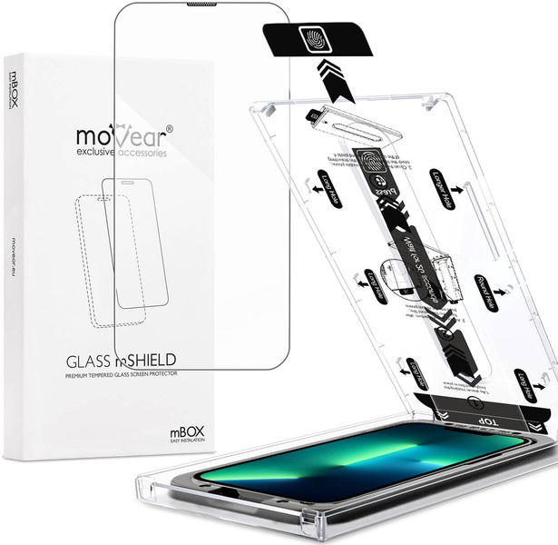 moVear mBOX GLASS mSHIELD 2.5D for Apple iPhone 16e / 14 / 13 / 13 Pro (6.1") (easy installation)