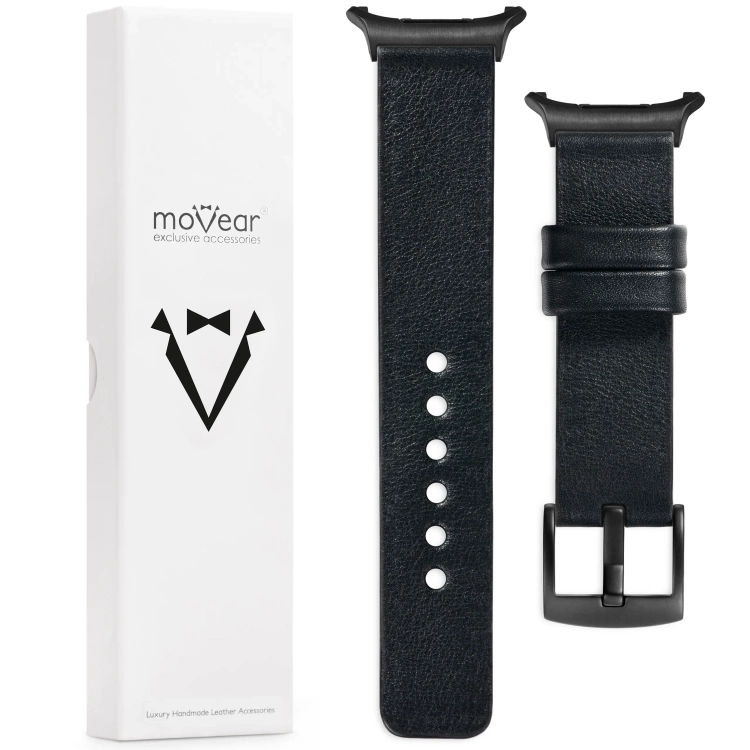 moVear Prestige S1 22mm Leather strap for Samsung Galaxy Watch Ultra Black [sizes XS-XXL and buckle to choose from]