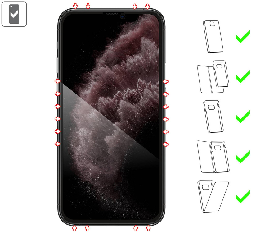 moVear mBOX GLASS mSHIELD 2.5D MAX privacy for Apple iPhone 11 Pro Max / Xs Max (6.5") (Anti spy, with Applicator)