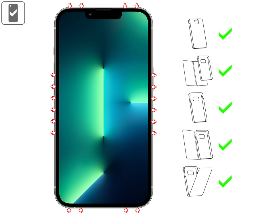 2 pcs. | moVear mBOX GLASS mSHIELD 2.5D MAX privacy for Apple iPhone 16e / 14 / 13 / 13 Pro (6.1") (Anti spy, with Applicator)