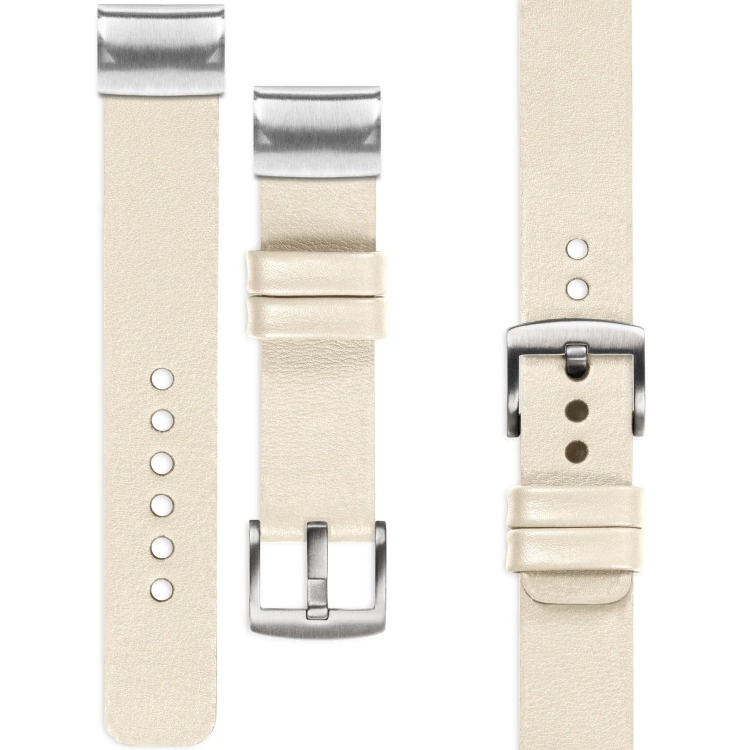 moVear Prestige S1 Lederarmband für Garmin QuickFit 22mm (Fenix / Forerunner / Epix / Instinct / Enduro / Quatix / MARQ - 47/45mm) Nude [Schließe nach Wahl]