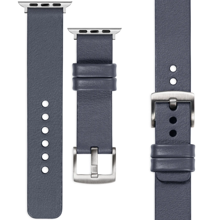 moVear Prestige S1 20mm Leather strap for Apple Watch 10 / 9 / 8 / 7 / 6 / 5 / 4 / SE (42/41/40mm) Steel gray [adapter and buckle to choose from]