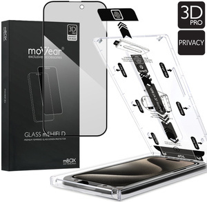 moVear mBOX GLASS mSHIELD 3D PRO privacy for Apple iPhone 15 Pro (6.1") (Privatizing, with Applicator)