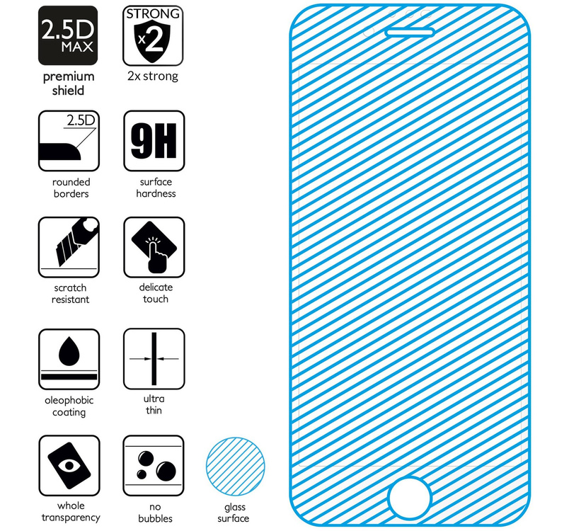 2 Stk. | moVear GLASS mSHIELD 2.5D MAX für Apple iPhone 6 Plus / 6s Plus (5.5") (Handyhülle freundlich)