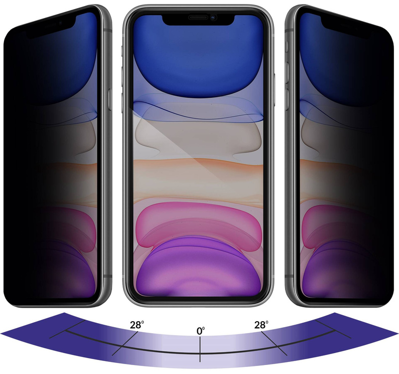 2 Stk. | moVear GLASS mSHIELD 2.5D MAX privacy für Apple iPhone 11 / Xr (6.1") | (Privatisierung, Handyhülle freundlich)