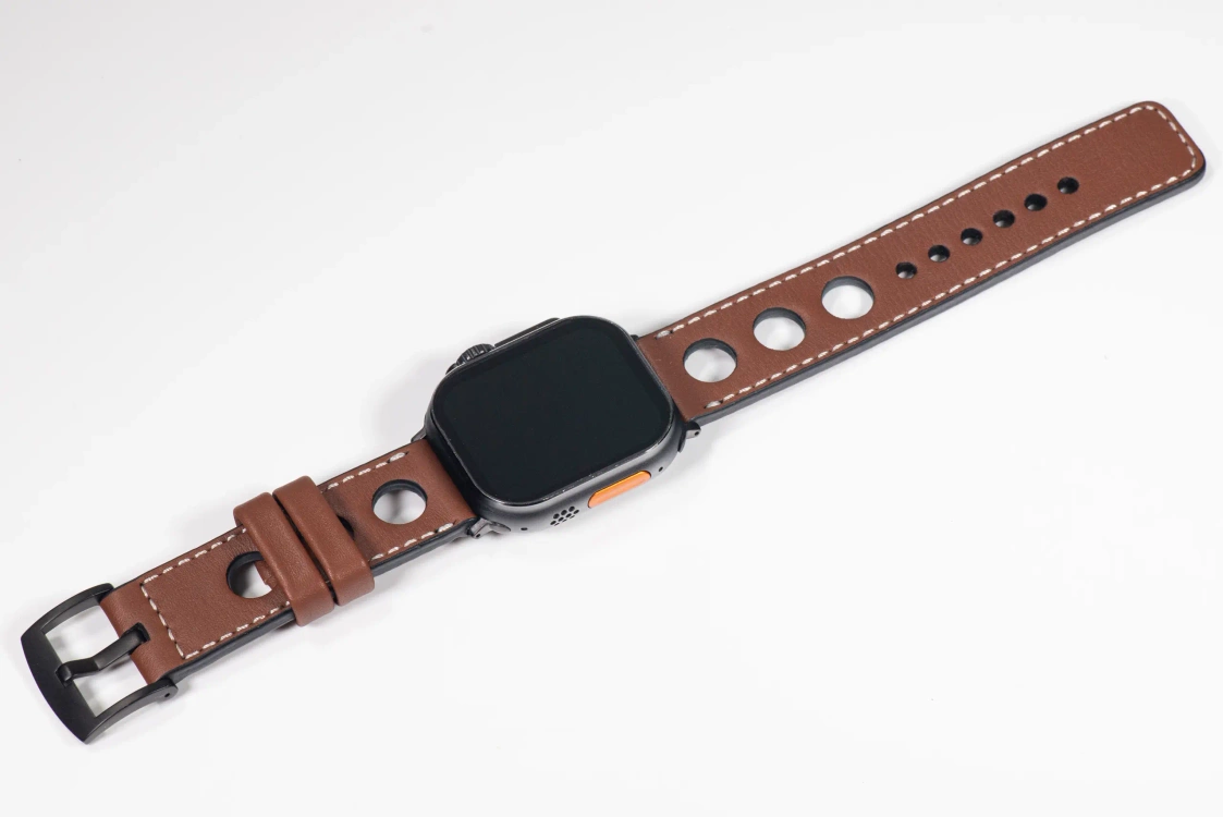 Leather watch strap