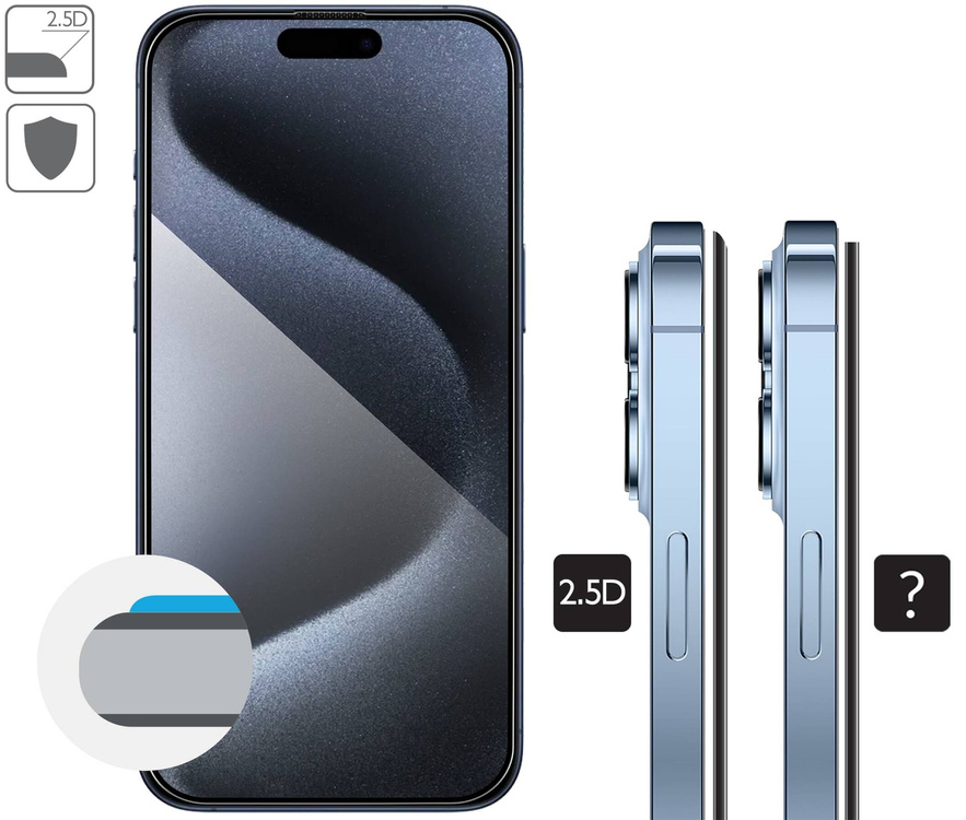 moVear mBOX GLASS mSHIELD 2.5D MAX privacy für Apple iPhone 15 Pro Max (6.7") (Anti-Spionage, mit Applikator)