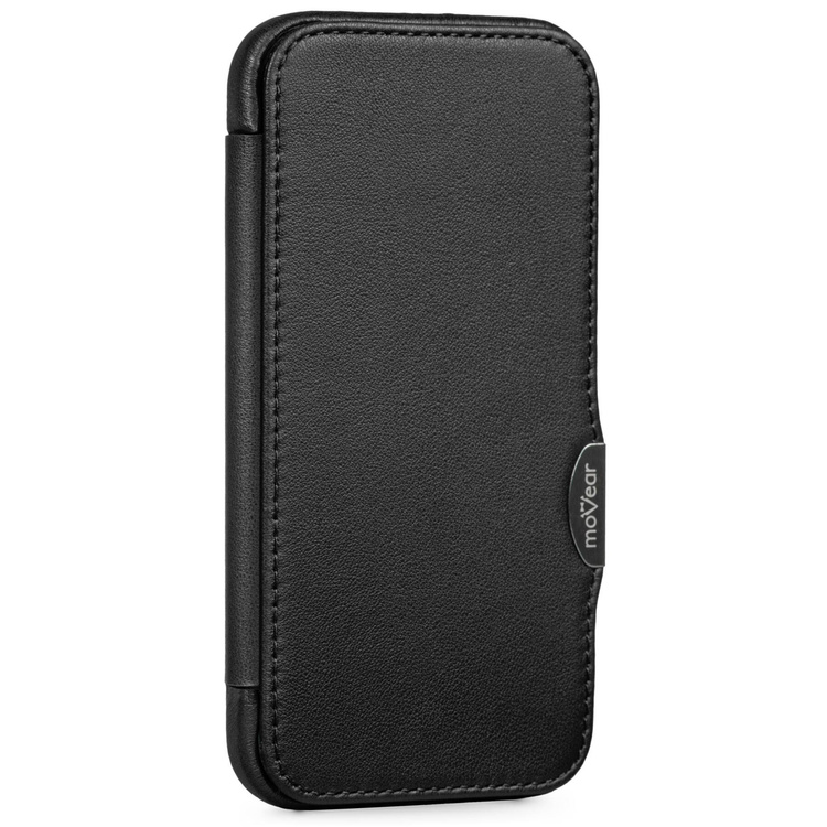 moVear flipSide 4C Leather case for Apple iPhone 15 (6,1") | Smooth leather (Black)
