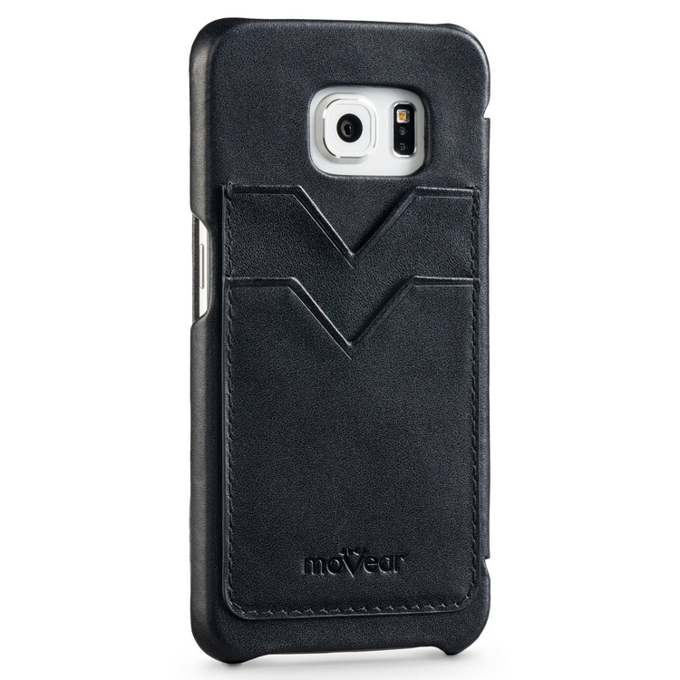 
                    moVear flipSide S+ Leder-Hülle für Samsung Galaxy S6 edge | Glatte Ledercase, Schwarz