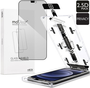 moVear mBOX GLASS mSHIELD 2.5D MAX privacy for Apple iPhone 12 Pro / 12 (6.1") (Anti spy, with Applicator)