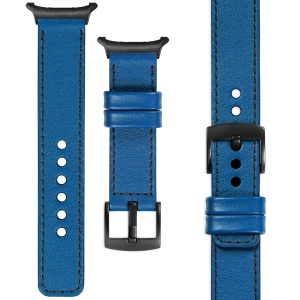 moVear Prestige C1 24mm Blue Leather strap for Samsung Galaxy Watch Ultra | Blue stitching [sizes XS-XXL and buckle to choose from]