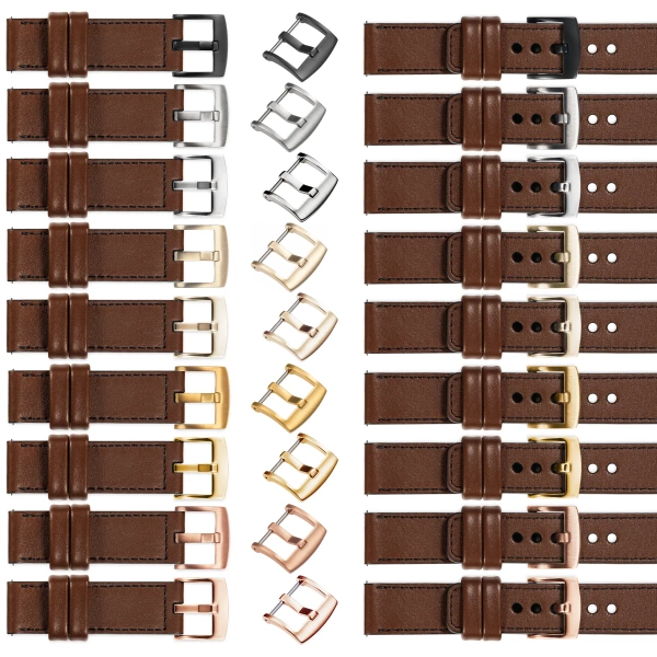 moVear Prestige C1 26mm leather watch strap | Dark brown, Dark brown stitching [sizes XS-XXL and buckle to choose from]