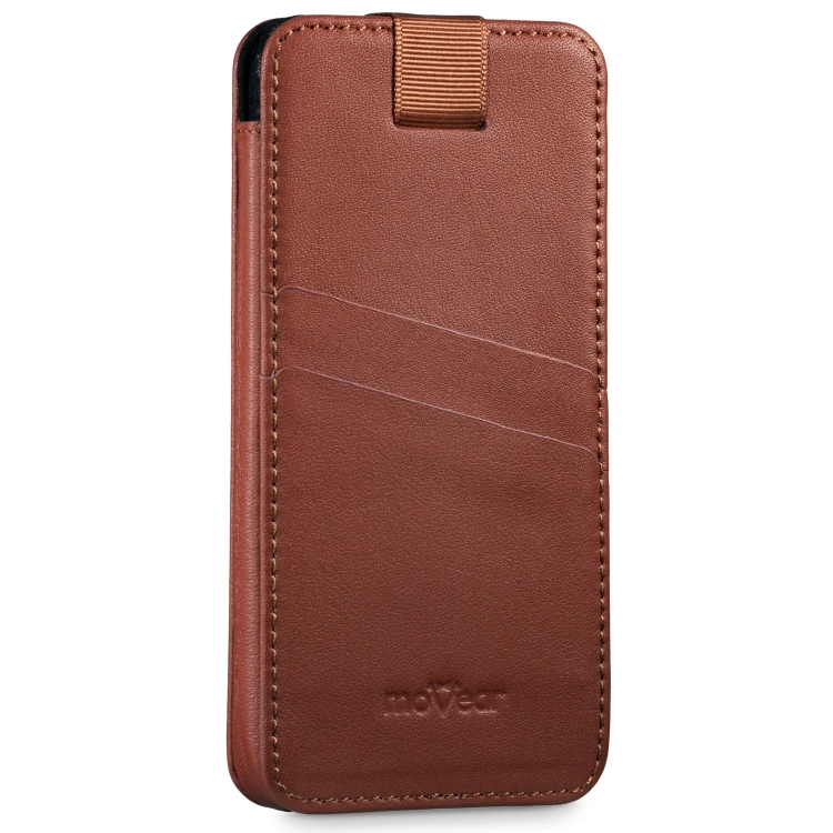 moVear pocketCase C+ Slide in leather Bag Pouch for Apple iPhone Air / 16/15/14 Plus, 13/12/11 Pro MAX, Xs MAX / 11 / XR / 8/7/6 Plus | Nappa leather (Brown)