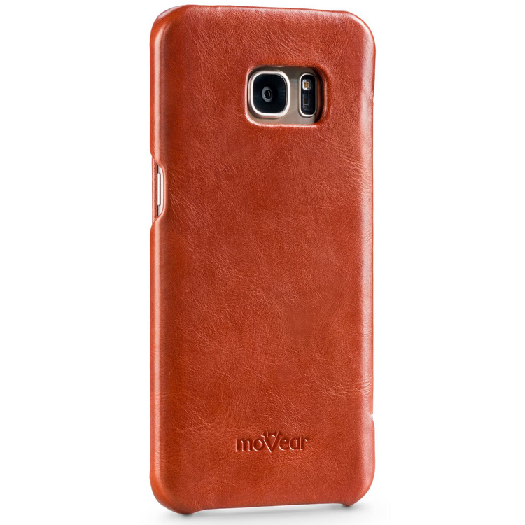 moVear flipSide S Ledertasche für Samsung Galaxy S7 edge (5.5") | Glatte Leder, Handy Hülle book type (Braun)