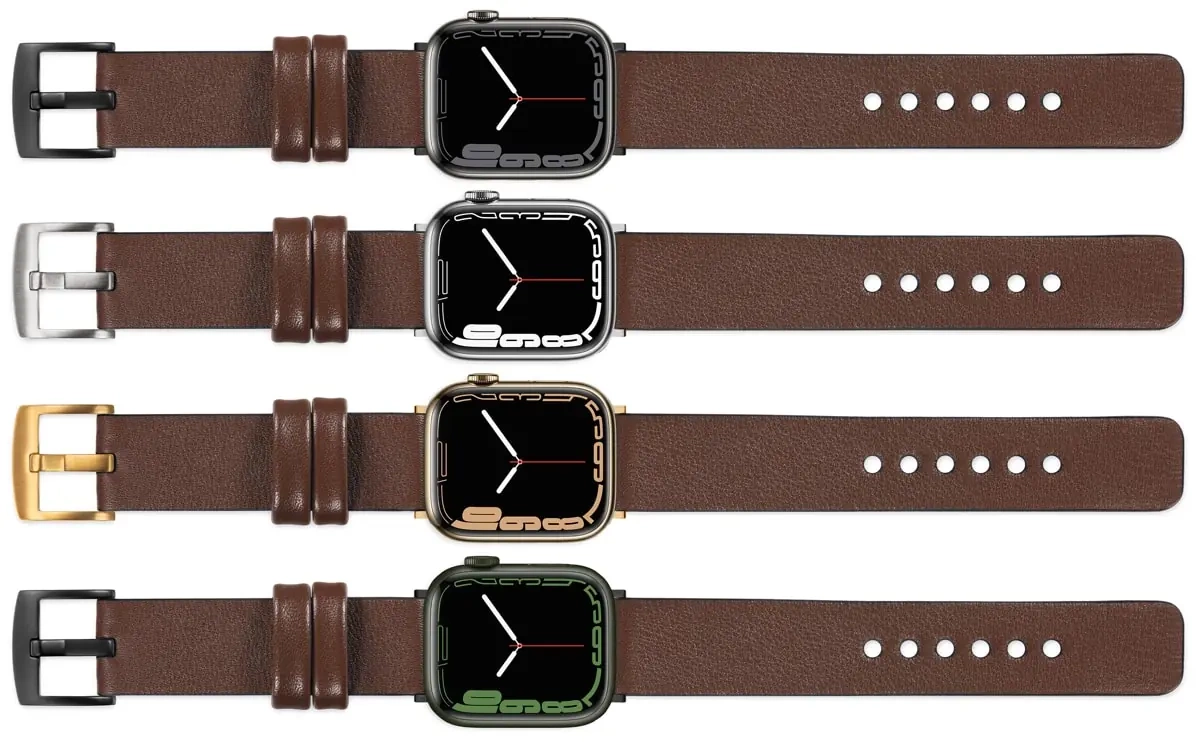 moVear Prestige S1 22mm Leather strap for Apple Watch 10 / 9 / 8 / 7 / 6 / 5 / 4 / SE (46/45/44mm) & Ultra (49mm) Dark brown [adapter and buckle to choose from]