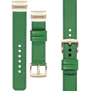 moVear Prestige C1 Leather strap for Garmin QuickFit 20mm (Fenix / Instinct - 43/42/40mm) Green, Green stitching [sizes XS-XXL and buckle to choose from]